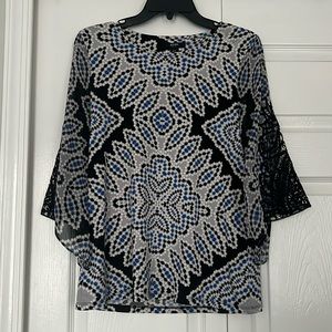 Alfani Geometric Print Blouse with Bell Sleeves